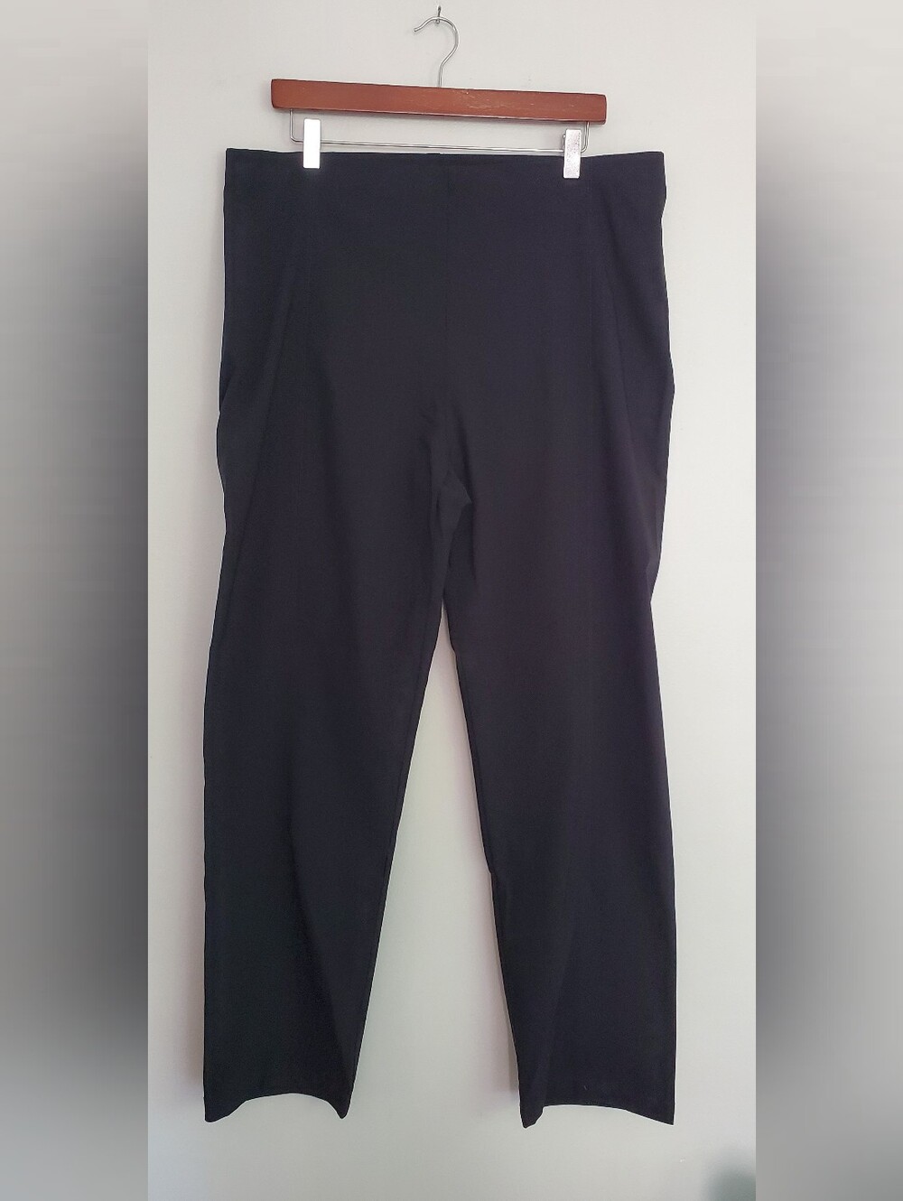 Franne Golde Classic Black Wide Straight-Leg Pull On Dress Pants Size 20